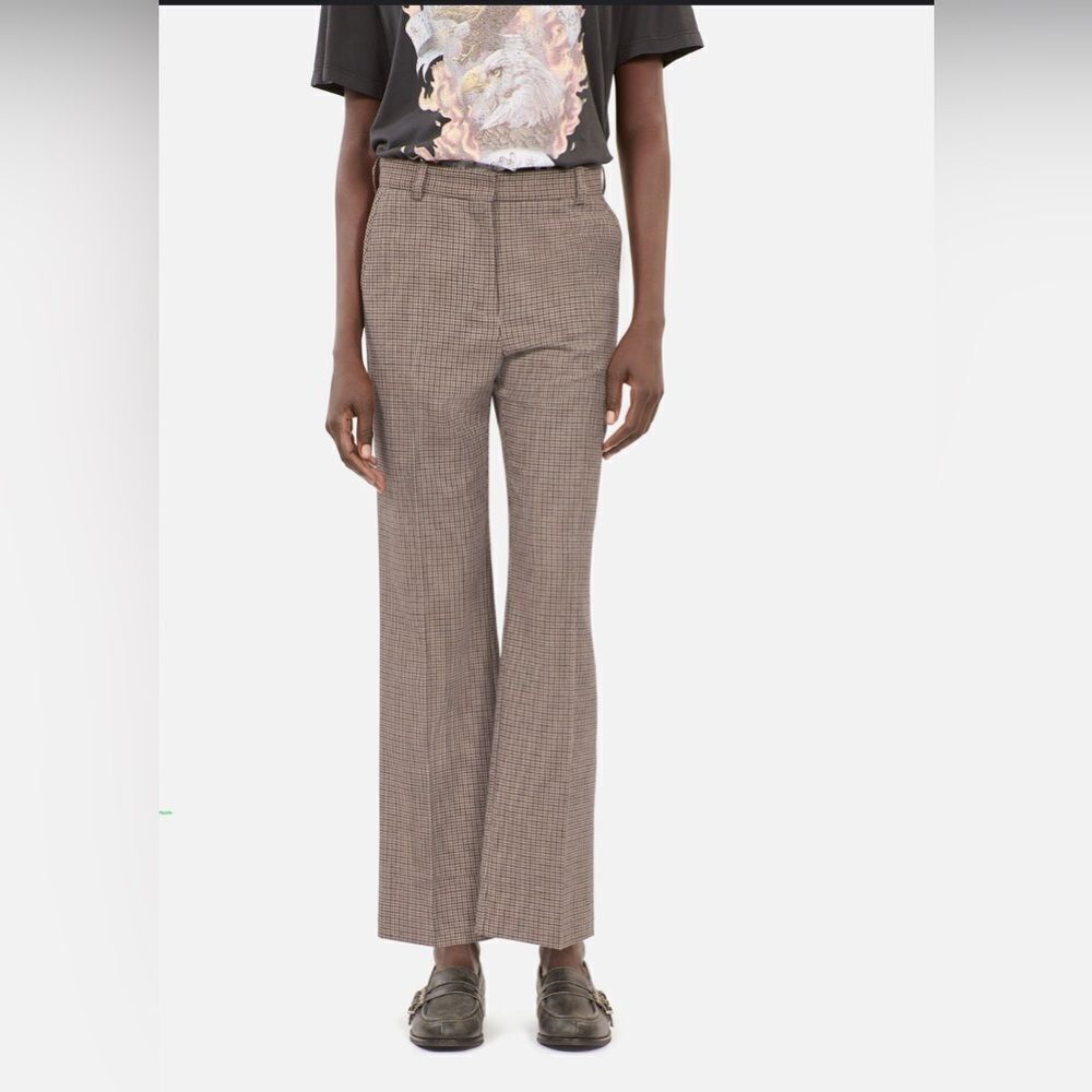 THE KOOPLES Beige Houndtooth Straight Leg Trousers FR40/US8